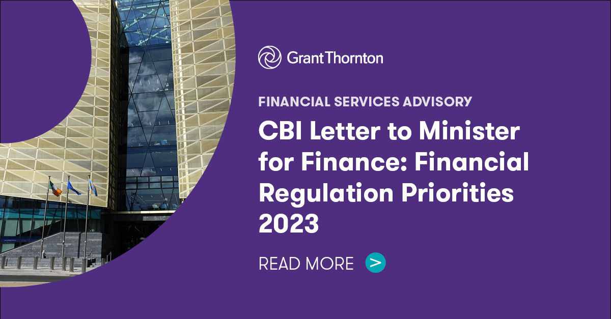 CBI Letter to Minister for Finance Financial Regulation Priorities
