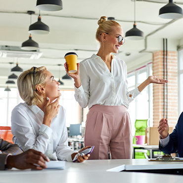 business lady hold conference with employees in the office